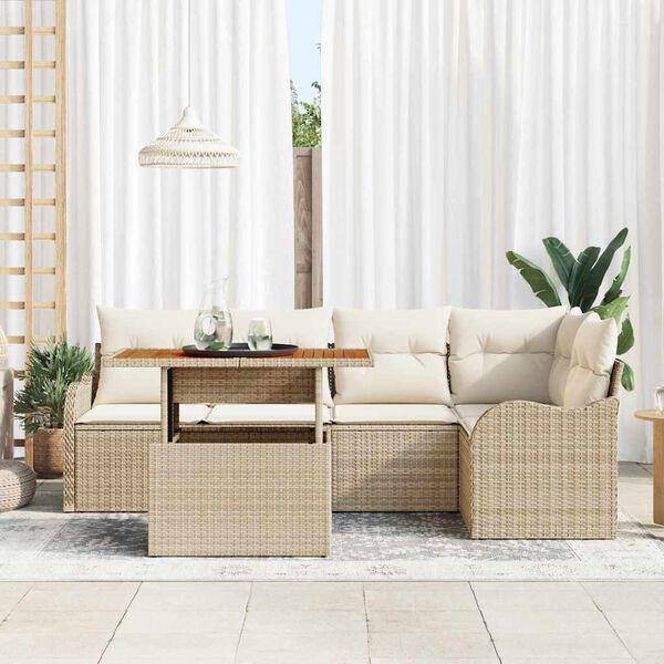 vidaXL Garten-Sofa-Set mit Kissen 6 pcs Beige und Creme