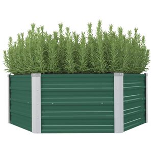 vidaXL Hochbeet 129x129x46 cm Verzinkter Stahl Gr&uuml;n