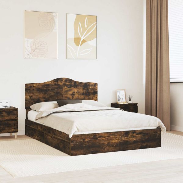 vidaXL Aufbewahrungsbett Ger&auml;ucherte Eiche 160 x 200 cm Holzwerkstoff