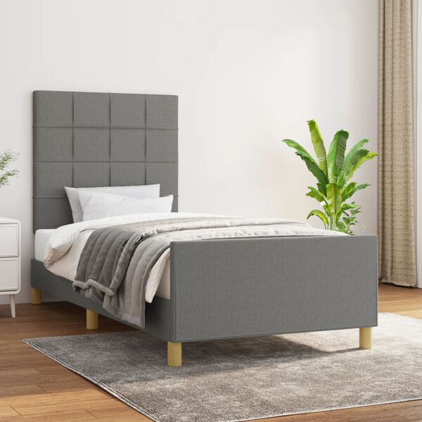 vidaXL Bettgestell ohne Matratze Dunkelgrau 90x200 cm Stoff
