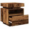 vidaXL Nachttische mit LED-Leuchten 2 Stk. Altholz-Optik 40x39x48,5 cm