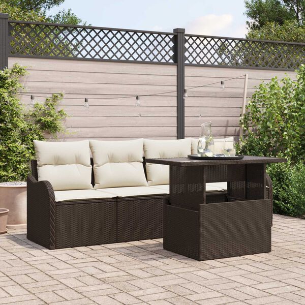 vidaXL Gartensofa-set mit Kissen mit Kissen 5 pcs Braun Poly Rattan