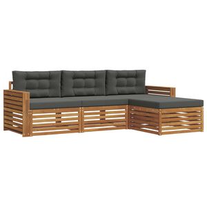 vidaXL Outdoor-Sofagarnitur Natur und Anthrazit 257,5 x 162,5 x 73 cm