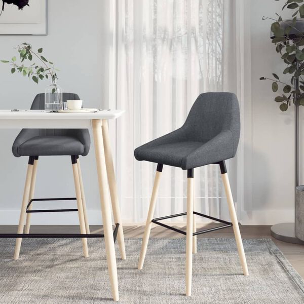 vidaXL Barhocker 2 Stk. Dunkelgrau Stoff