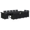 vidaXL 15-tlg. Garten-Essgruppe mit Kissen Poly Rattan Schwarz