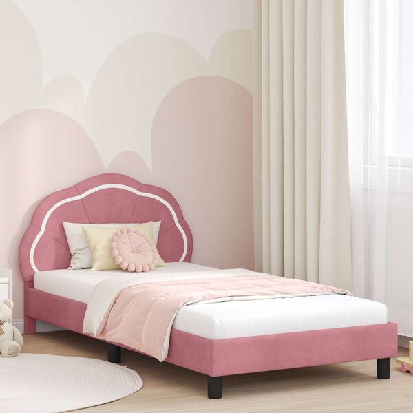 vidaXL Kinderbettgestell mit Kopfteil Rosa 80 x 200 cm Samt