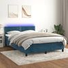 vidaXL Boxspringbett mit Matratze & LED Dunkelblau 140x190 cm Samt