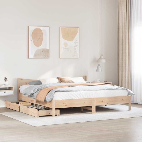 vidaXL Massivholzbett mit Schubladen 200x200 cm Kiefer
