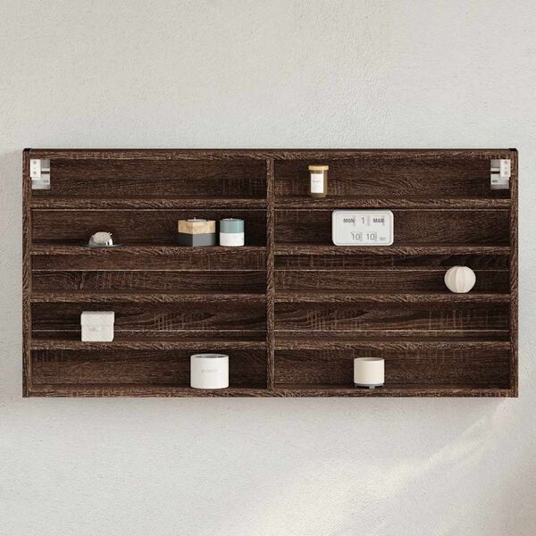 vidaXL Vitrinenschrank Braun Eichen-Optik 100x8,5x50 cm Holzwerkstoff