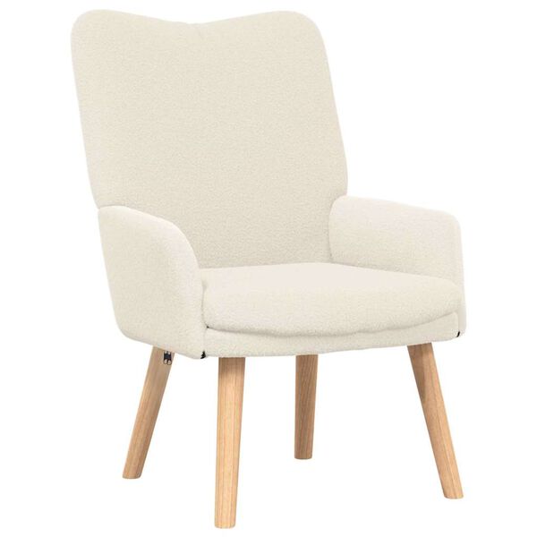 vidaXL Sessel Creme 63 x 67 x 94 cm Schafstoff und Sperrholz