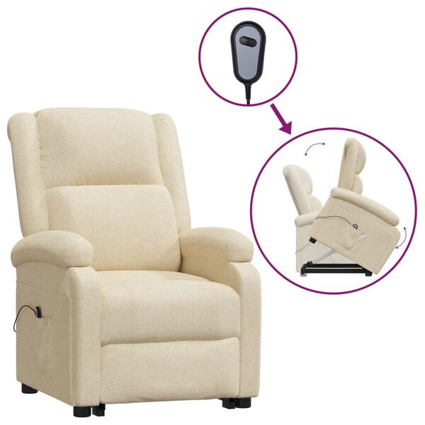vidaXL Aufstehsessel Creme Stoff