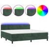 vidaXL Boxspringbett mit Matratze & LED Dunkelgr&uuml;n 200x200 cm Samt