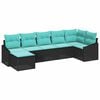 vidaXL Sofa Set mit Kissen 7 pcs Schwarz Poly-Rattan