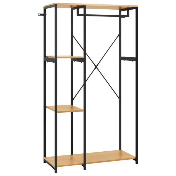 vidaXL Kleiderschrank Schwarz und Eiche-Optik 90x40x167cm Metall