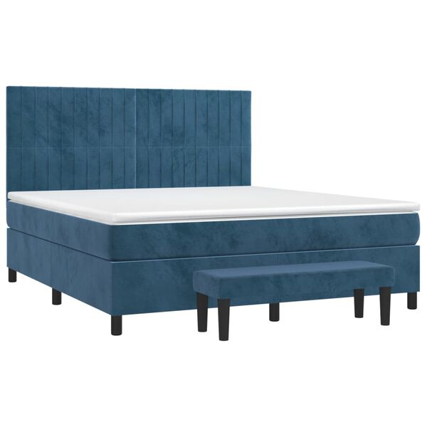 vidaXL Boxspringbett mit Matratze Dunkelblau 160x200 cm Samt