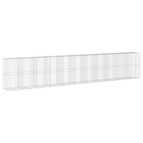 vidaXL Gabione mit Deckel 1100x100x200 cm Verzinktes Eisen