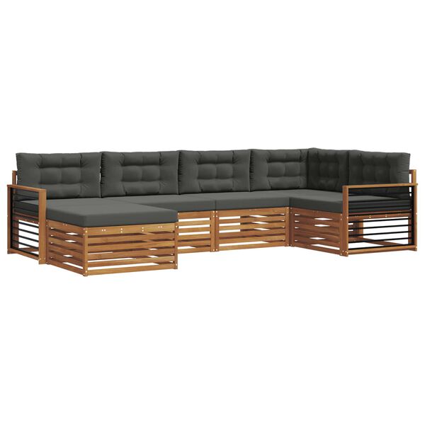 vidaXL Outdoor-Sofagarnitur mit Kissen 6 pcs Natur und Anthrazit