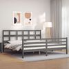 vidaXL Massivholzbett mit Kopfteil Grau 200x200 cm