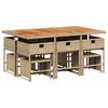 vidaXL 11-tlg. Garten-Essgruppe mit Kissen Beige Poly Rattan