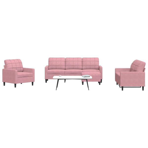 vidaXL 4-tlg. Sofagarnitur mit Kissen Rosa Samt