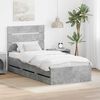 vidaXL Bettrahmen mit Kopfteil Beton Grau 75 x 190 cm Ingenieurs Holz