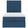 vidaXL Ottomane Bett mit Matratze & LEDs Blau 100x200 cm Stoff
