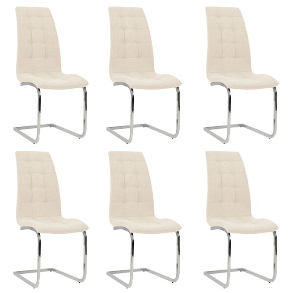 vidaXL Freischwinger 6 Stk. Creme Stoff