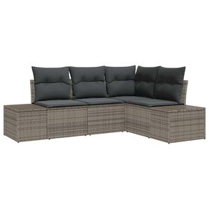 vidaXL Gartensofa-set mit Speicher 4 pcs Grau Poly-Rattan