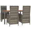 vidaXL 5-tlg. Garten-Essgruppe mit Kissen Grau Poly Rattan