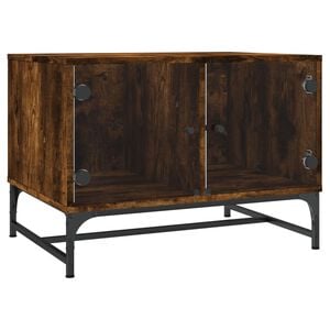 vidaXL Couchtisch mit Glast&uuml;ren R&auml;uchereiche 68,5x50x50 cm