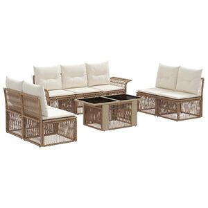 vidaXL Gartensofa-set 8 stk. Beige und Cremewei&szlig; Poly-Rattan