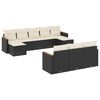 vidaXL 10-tlg. Garten-Sofagarnitur mit Kissen Schwarz Poly Rattan