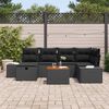 vidaXL Garten-Sofa-Set mit Kissen 7 pcs Schwarz Poly Rattan