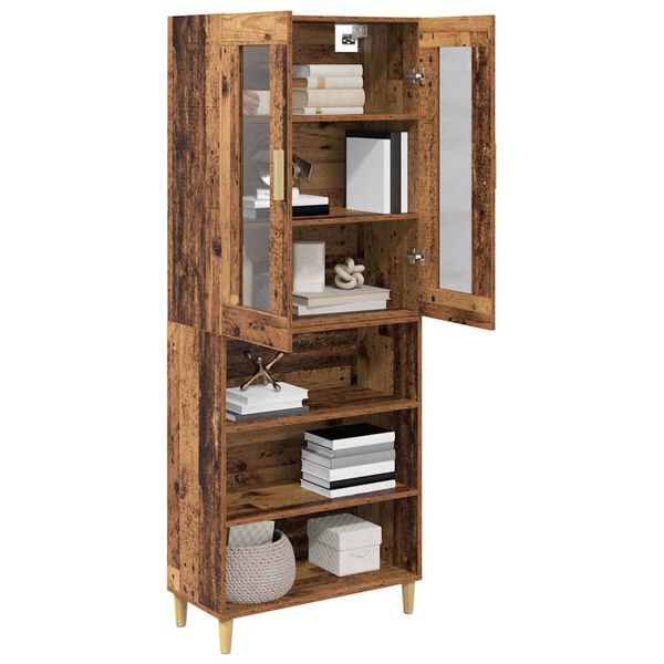 vidaXL Highboard Altholz 69,5 x 34 x 180 cm Engineered Wood und Glas