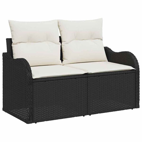 vidaXL Garten-Sofa-Set mit Kissen 5 pcs Schwarz und Creme