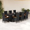 vidaXL 9-tlg. Garten-Essgruppe mit Kissen Schwarz Poly Rattan