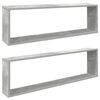 vidaXL W&uuml;rfelregale 2 Stk. Betongrau 100x15x30 cm Holzwerkstoff