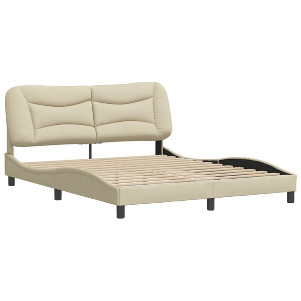 vidaXL Bettgestell ohne Matratze "Hvar" Creme 160x200 cm Stoff
