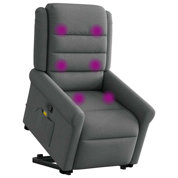 vidaXL Massagesessel mit Aufstehhilfe Dunkelgrau Stoff