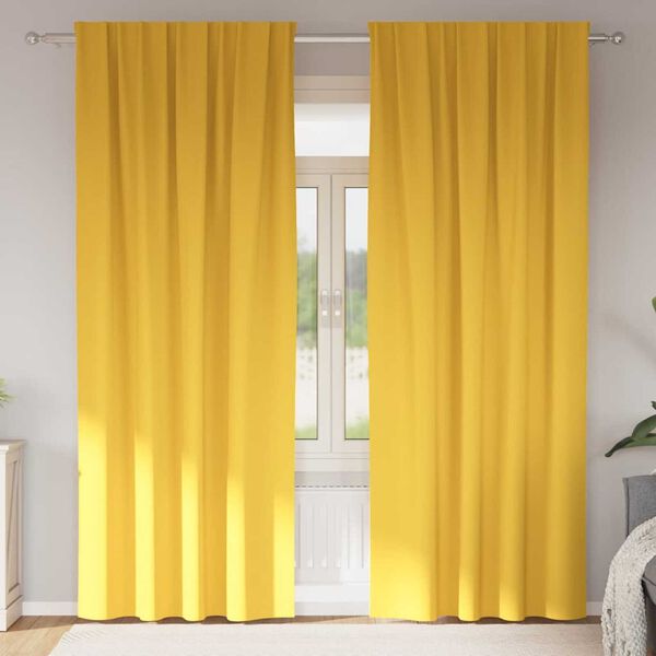 vidaXL Verdunkelungs-Vorh&auml;nge mit Ringen 2 pcs Senfgelb 245 x 140 cm