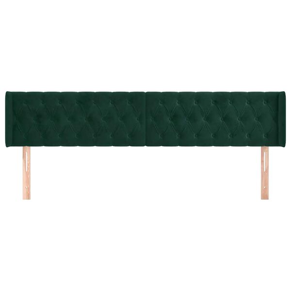 vidaXL Kopfteil mit Ohren Dunkelgr&uuml;n 183x16x78/88 cm Samt