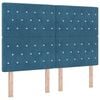 vidaXL LED Boxspringbett mit Matratze Dunkelblau 140 x 200 cm Samt