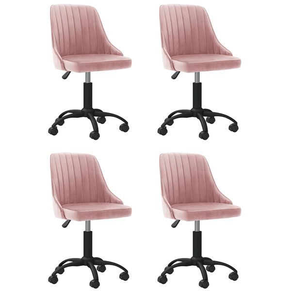 vidaXL Esszimmerst&uuml;hle 4 Stk. Drehbar Rosa Samt