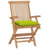 vidaXL Gartenst&uuml;hle mit Hellgr&uuml;nen Kissen 4 Stk. Massivholz Teak