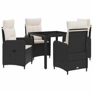 vidaXL Outdoortisch-Set 5 stk. Schwarz und Cremewei&szlig; Poly-Rattan