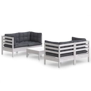vidaXL 5-tlg. Garten-Lounge-Set mit Anthrazit Kissen Kiefernholz