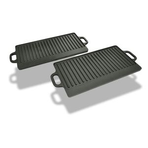 vidaXL Grillplatte 2 St&uuml;ck Gusseisen Wendeplatte 50x23 cm