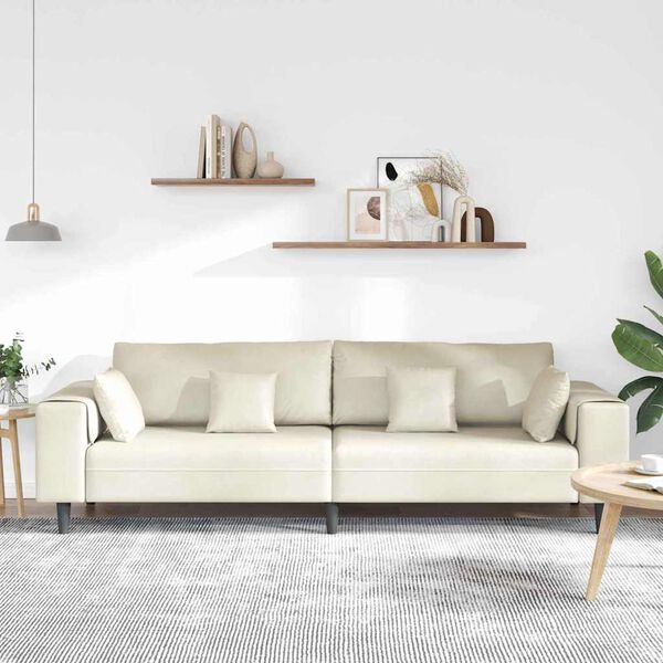 vidaXL Sofa mit Kissen Creme 250 x 77 x 76 cm Samt