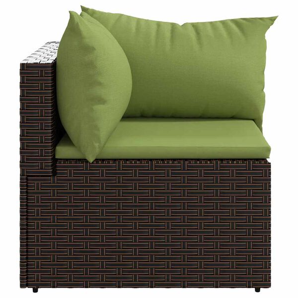 vidaXL Garten-Ecksofas mit Kissen 2 Stk. Braun Poly Rattan