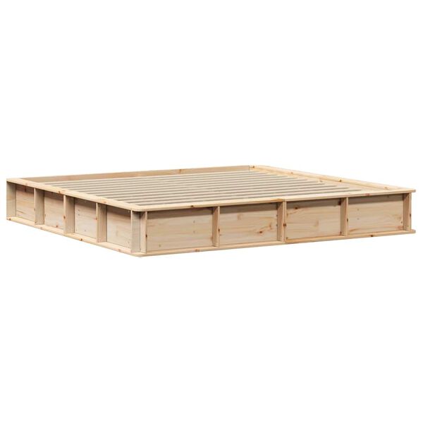 vidaXL Bettrahmen Braun 200 x 200 cm Massives Kiefernholz